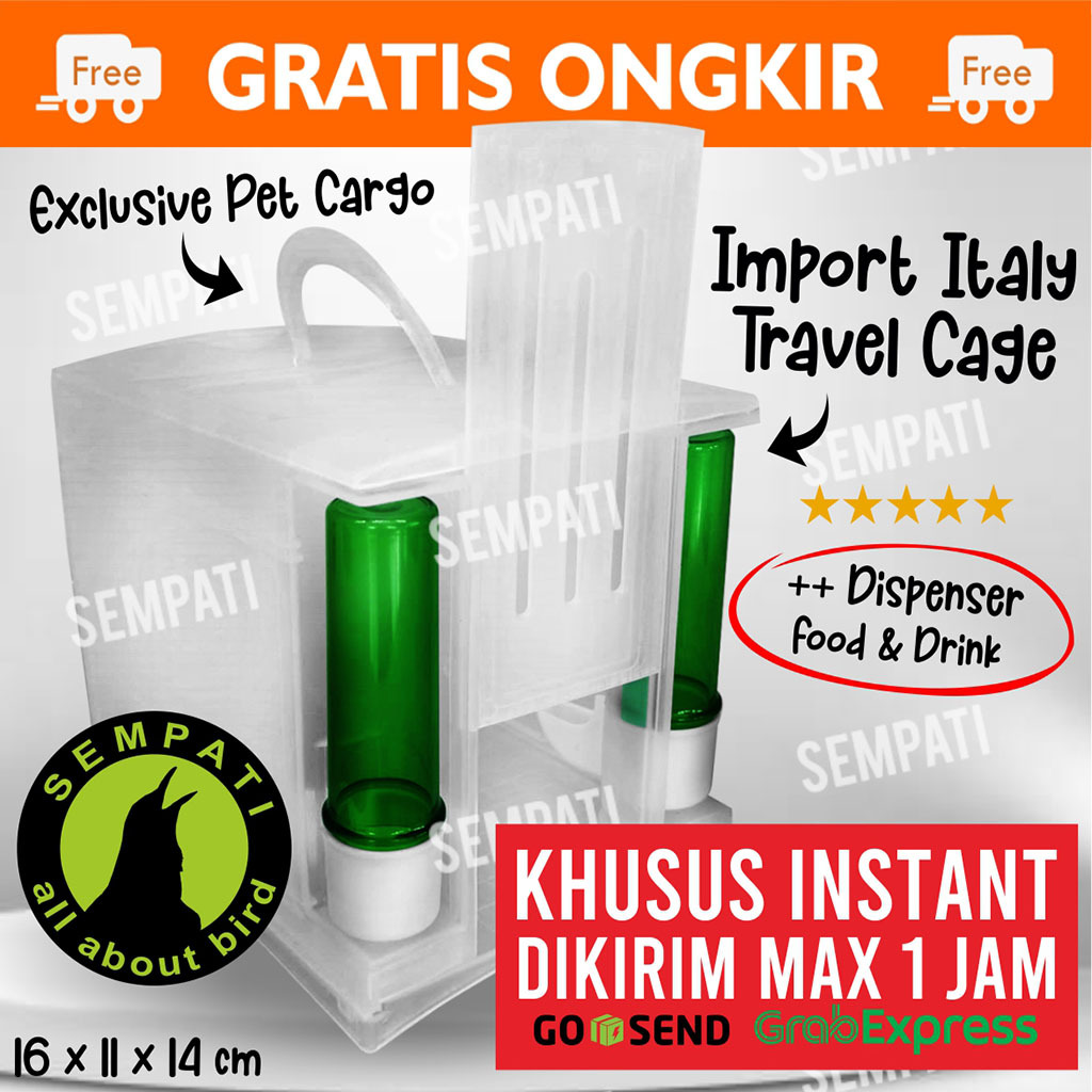 SEMPATI KHUSUS TERKIRIM 1 JAM INSTAN GRAB GOJEK Sangkar Kandang Untulan Import Italy Mini Travel Box