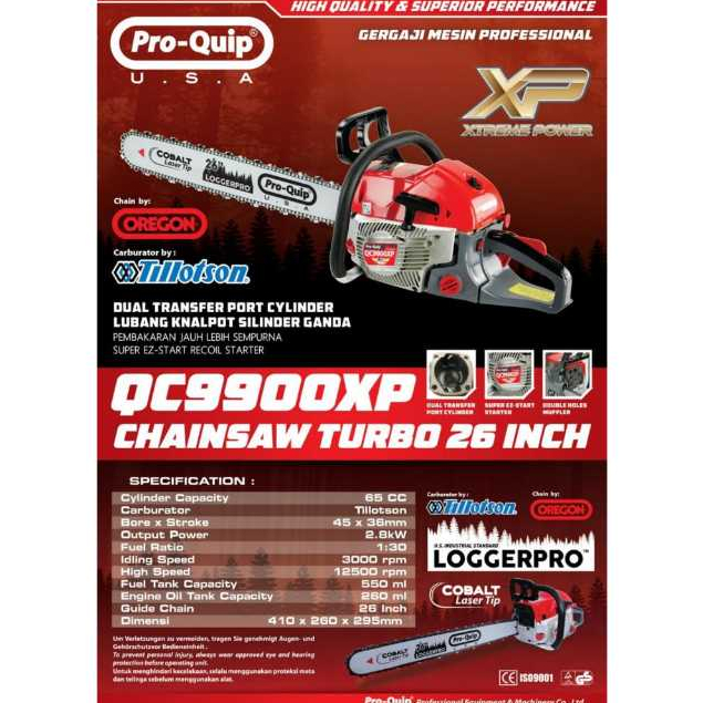 Gergaji Mesin ProQuip QC 9900xp 26" Chainsaw Senso