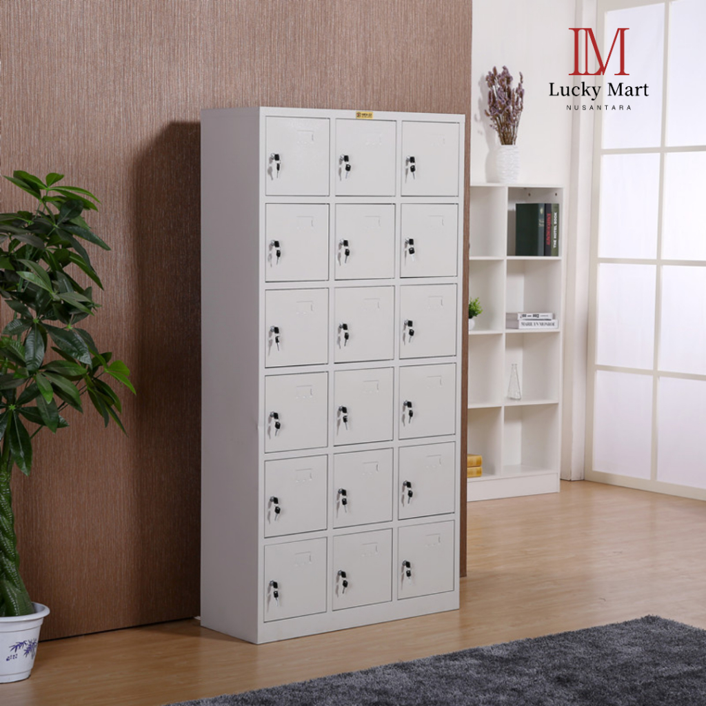 Lemari Loker 18 Pintu Lemari Penyimpanan Serbaguna Lemari Karyawan Lemari Sepatu Lemari Pabrik