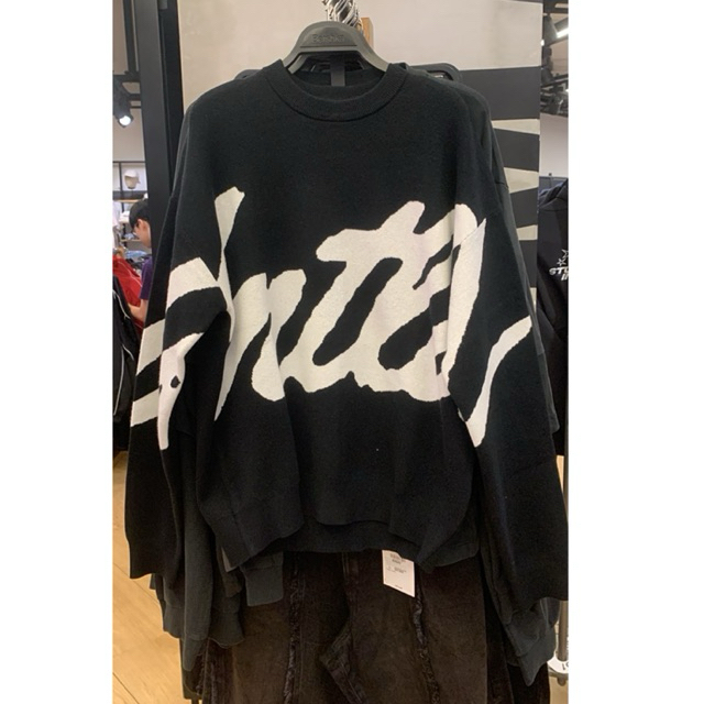 new hitam putih font bershka sweater knit bestseller oversize unisex cowok cewek originalstore |jast