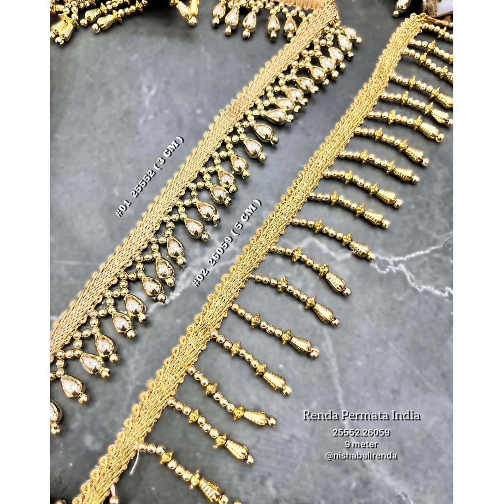 DIJUAL PER METER - Renda Permata India SAL 25552 dan 26059 - Renda Mewah Kebaya & Baju Adat