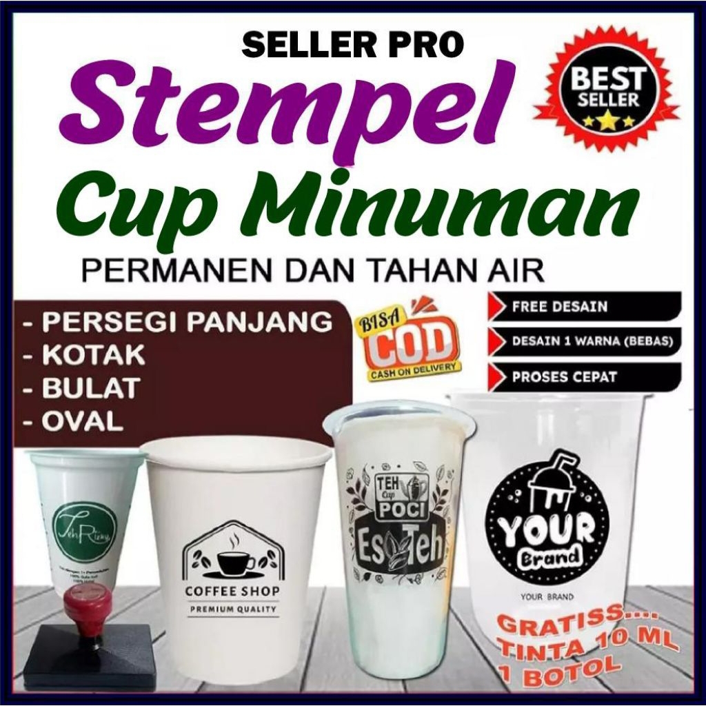 STEMPEL CUP MINUMAN OTOMATIS, STEMPEL CUSTOM FREE DESIGN