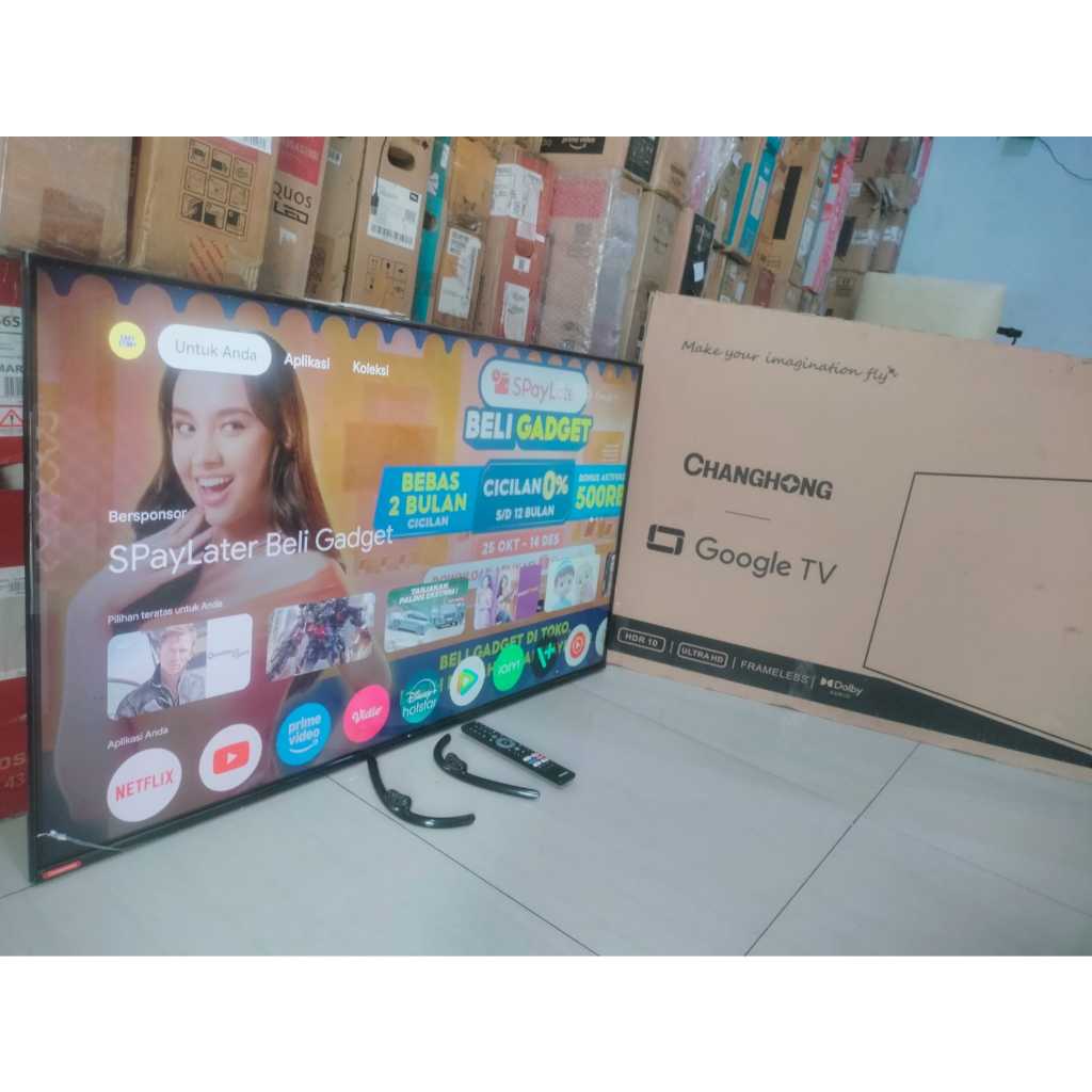 TV LED Changhong 50IN Google TV 4K UHD Digital TV Sudah Bisa Youtube Kondisi bekas pemakaian masih s