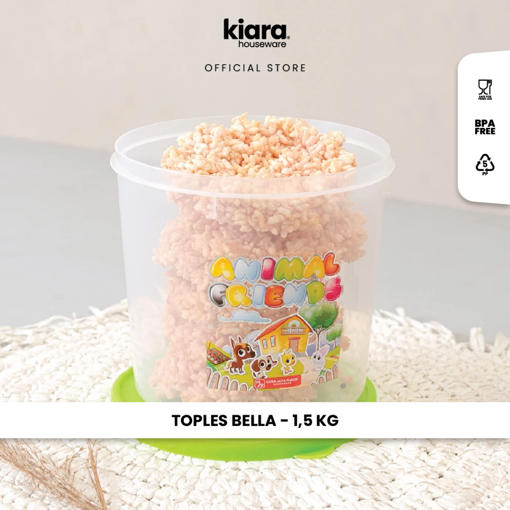 KIARA HOUSEWARE Toples Plastik Bulat 1,5 KG Kedap Udara Tempat Kerupuk gula kopi