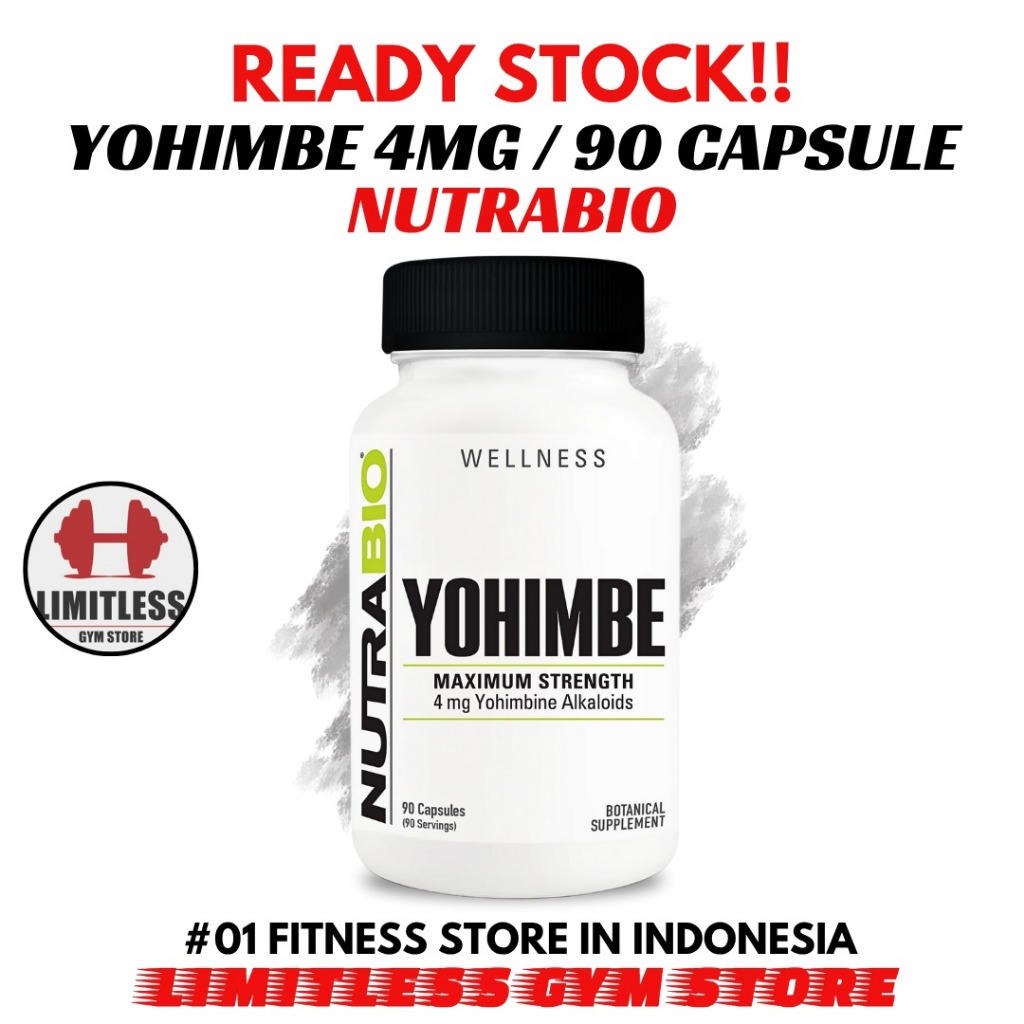 (PROMO) Nutrabio USA Pure YOHIMBE 4mg Maximum Strength 100mg 90 Kapsul Fat Loss Men Vitality