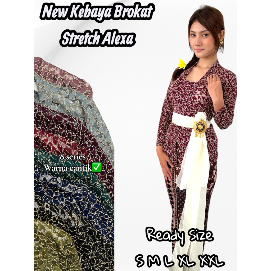 Kebaya Brokat Stretch Alexa || Atasan Wanita Wisuda Brokat Stretchy Cantik Dewasa