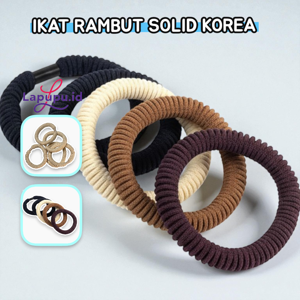 Ikat Rambut Wanita Polos / Ikat Kuncir Rambut Tebal Anti Pusing / Karet Rambut Cincin Solid Korea