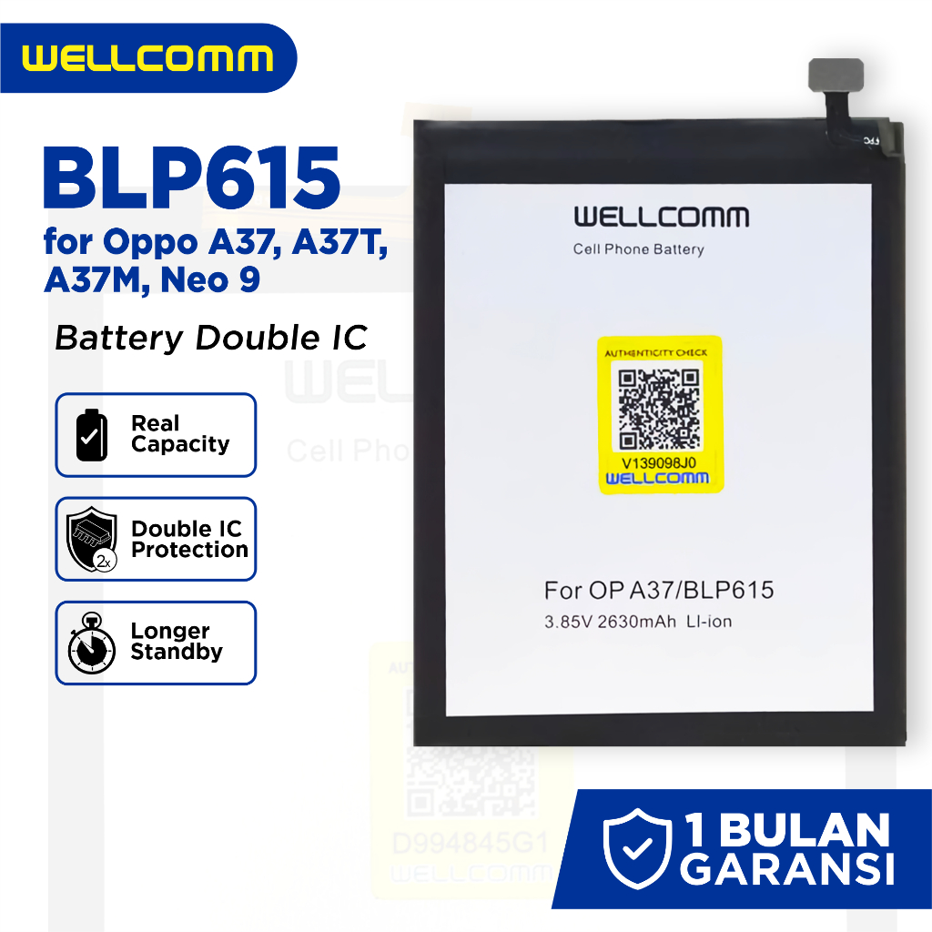Wellcomm Baterai Oppo Neo 9 A37 A37M A37T / BLP615 Double IC
