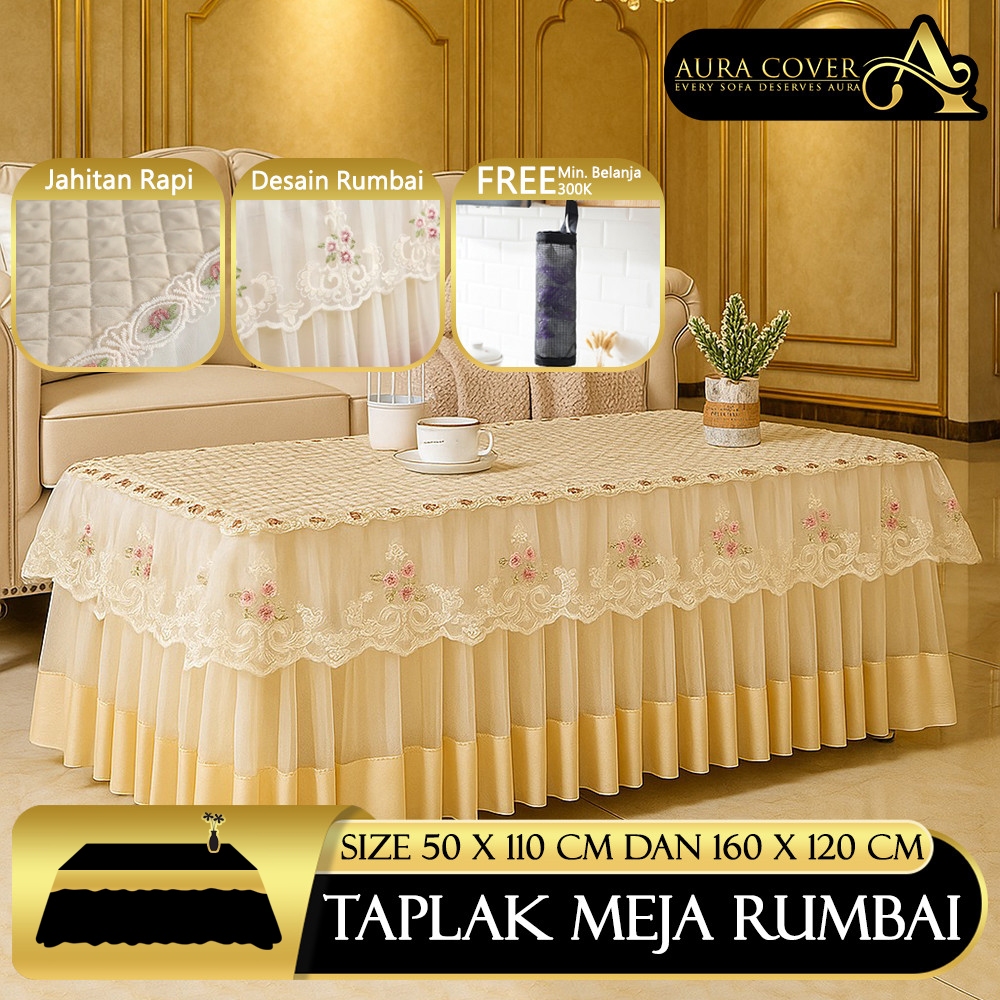 Taplak Meja Tamu Rumbai 50x110CM/60x120CM Taplak Meja Mewah Dekorasi Ruang Tamu Aesthetic AURACOVER