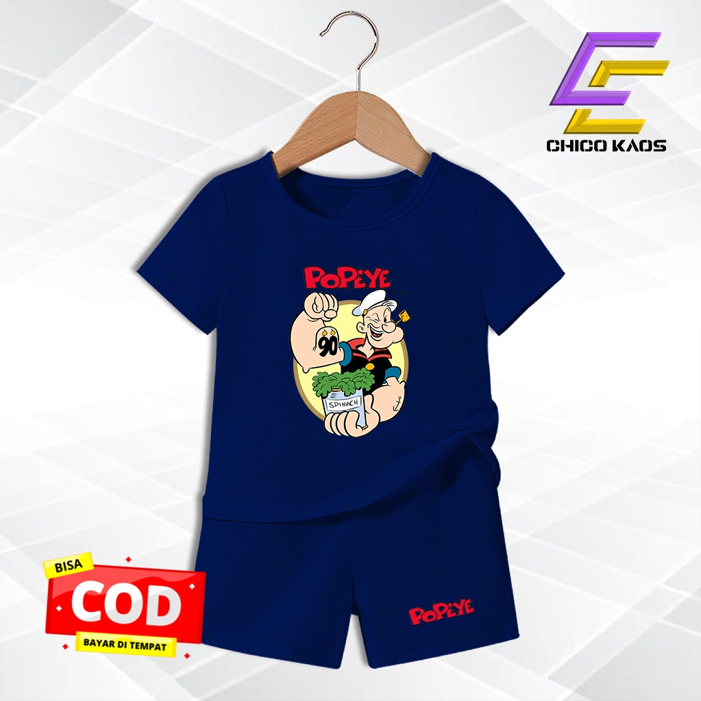 Baju Setelan Popeye Anak Laki Laki - Kaos Distro Karakter  Popeye Keren