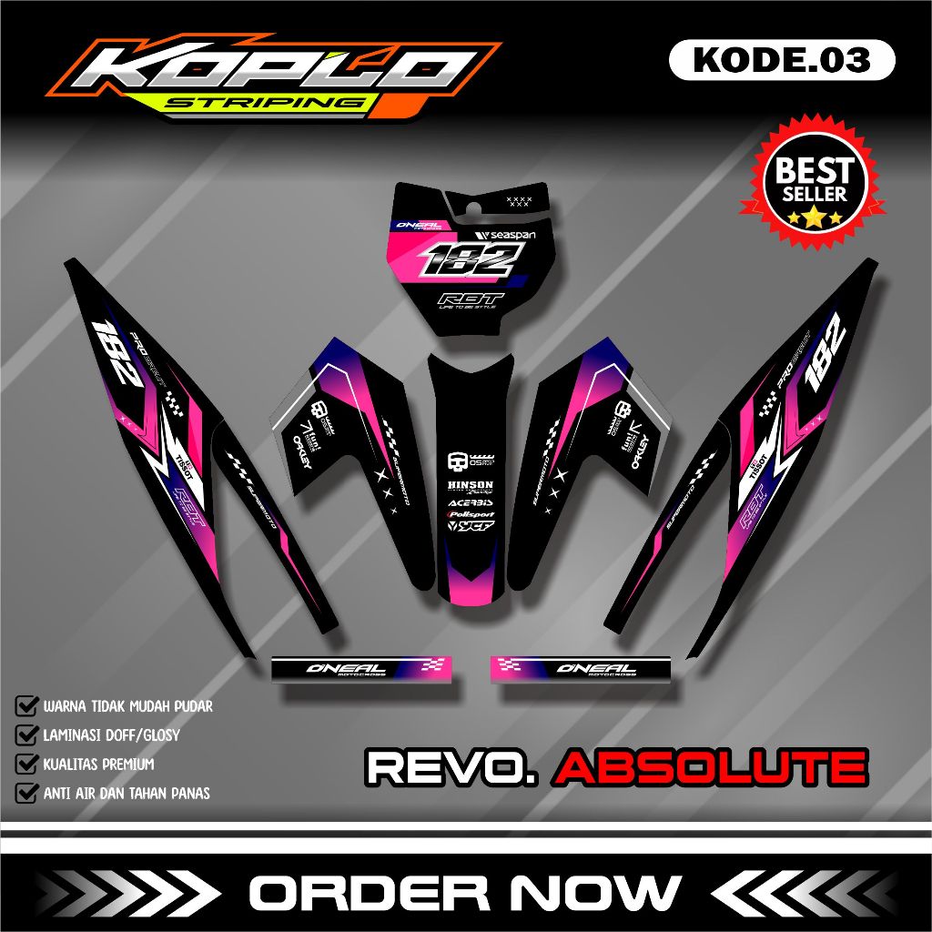 Decal Sticker RBT Motor Revo Absolute - Striping Motor RBT Bebek Modif Supermoto Terbaru KPL.03