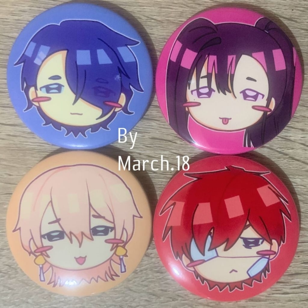 [by march.18] MILGRAM Chibi Pins (Fanmerch)  - Haruka Sakurai, Yuno Kashiki, Fuuta Kajiyama, Muu Kus