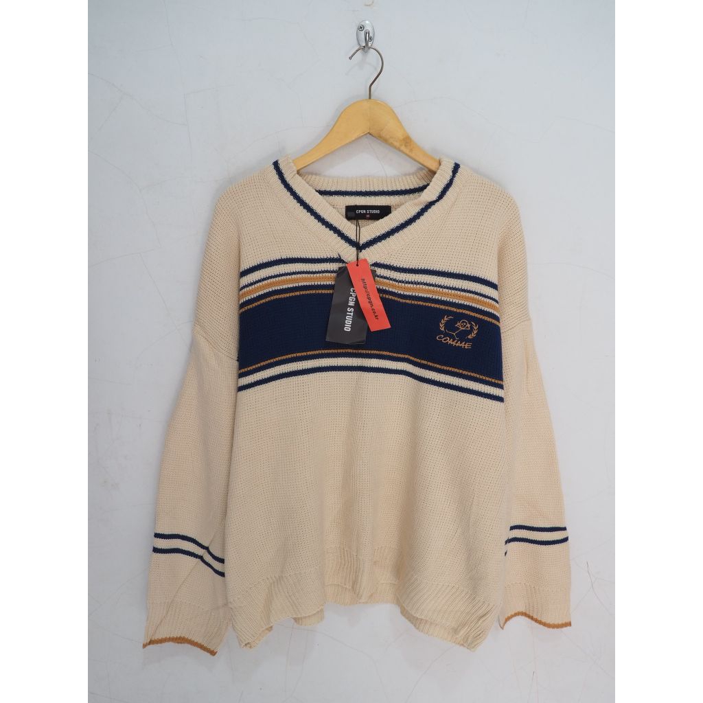 COMPAGNO STUDIO COMME V NECK KNIT SWEATER