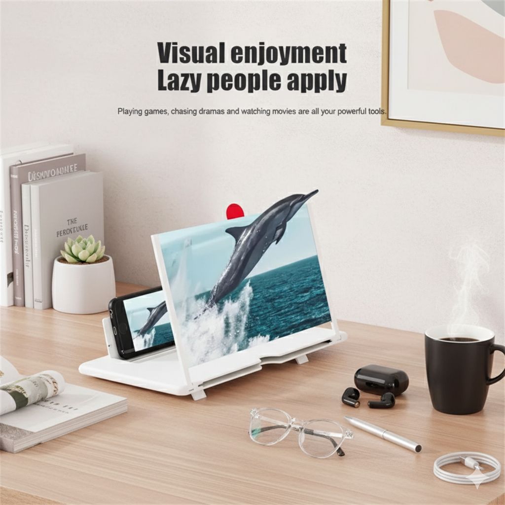 Pembesar layar stand holder HP smartphone serasa TV bioskop 3D screen kaca besar