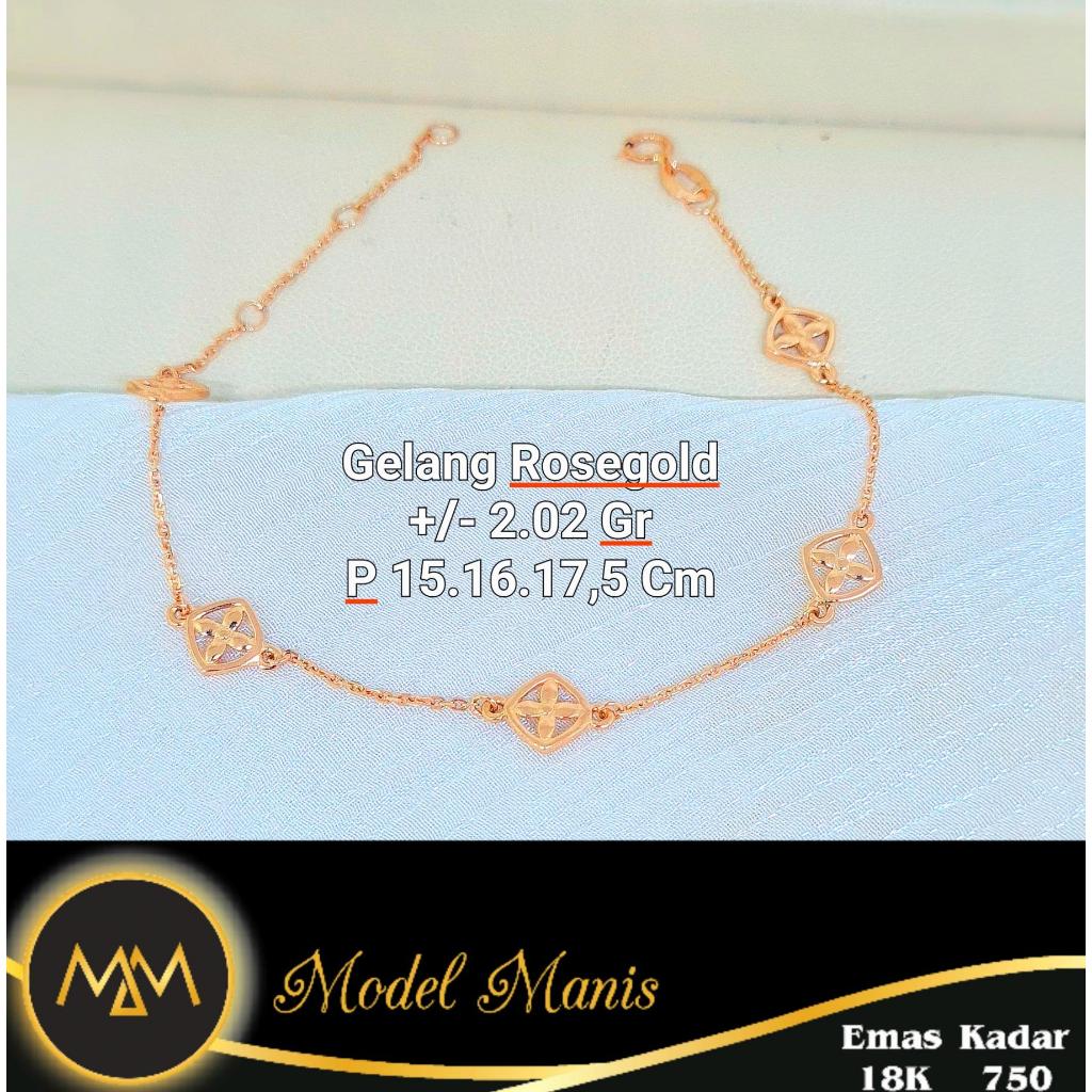 Gelang Clover Wajik Italy AU Rosegold 750 kadar 18k