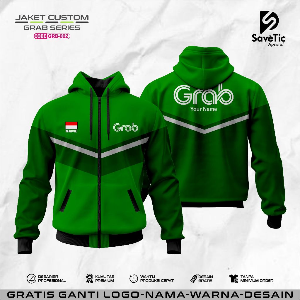 Jaket Grab Full Printing Sublim/Jaket Grab Driver/Jaket Custom/Hoodie/Bomber/Tracktop/Jaket Komunita