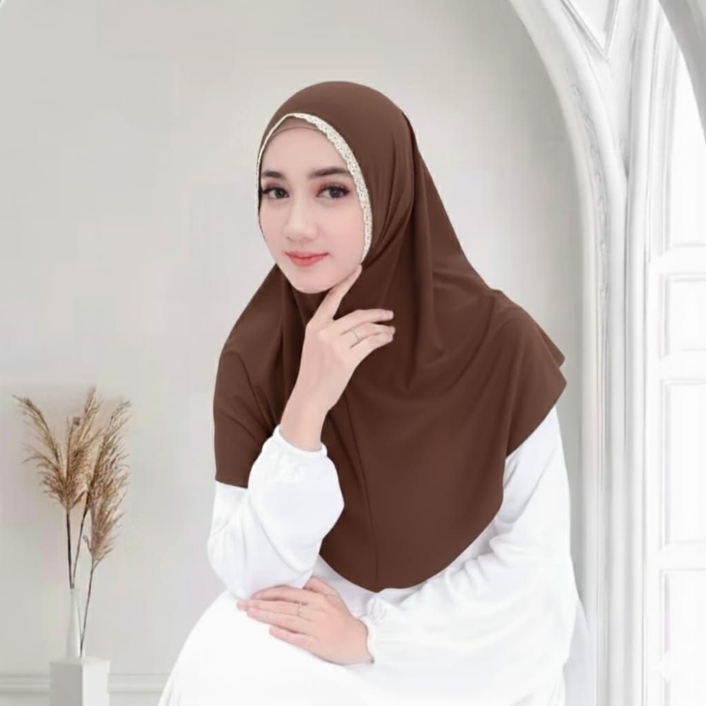 INARA BERGO RENDA INSTAN SIZE L JERSEY PREMIUM HIJAB INSTAN BERGO PENGUIN NON PET JERSEY