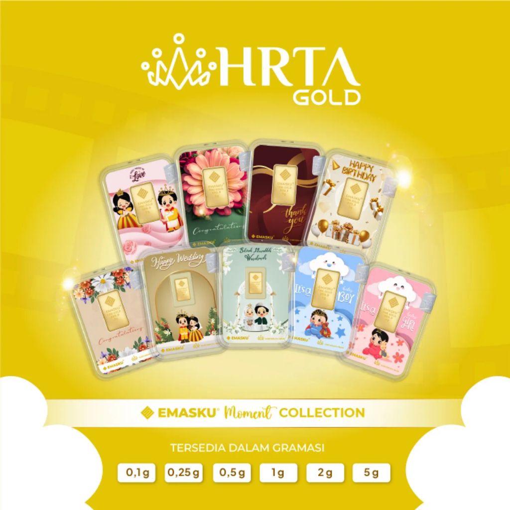 LM Antam Emas Logam Mulia 0.1 0,1gr mas Logam Mulia Hartadinata Emas batangan kepingan 0,1 Gram Kado