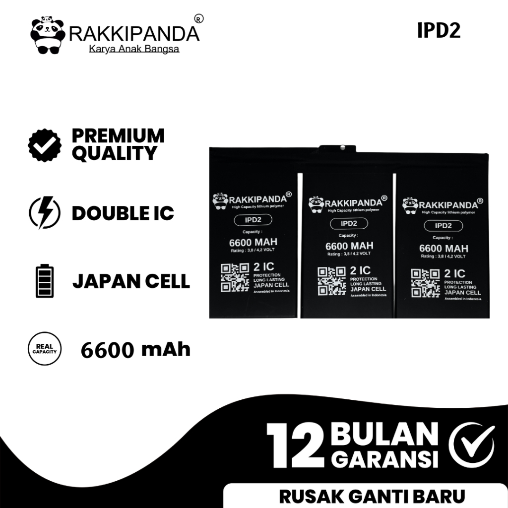 RakkiPanda - iPad 2 A1395 / A1396 / A1397 Batre Batrai Baterai