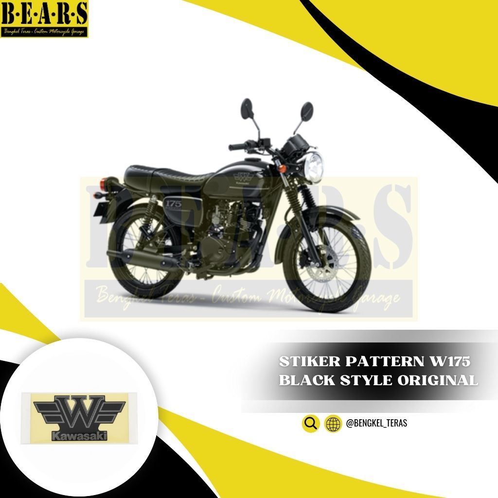 Stiker Bodi Pattern Kawasaki W175 Black Style Edition Original Warna strip Silver Edition