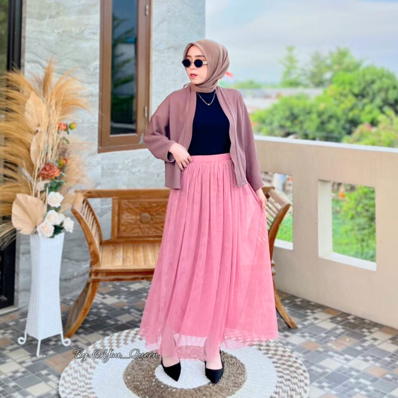 Rok Tutu Long Skirt Premium Rok Jaring terbaru Terlaris Polos Putih