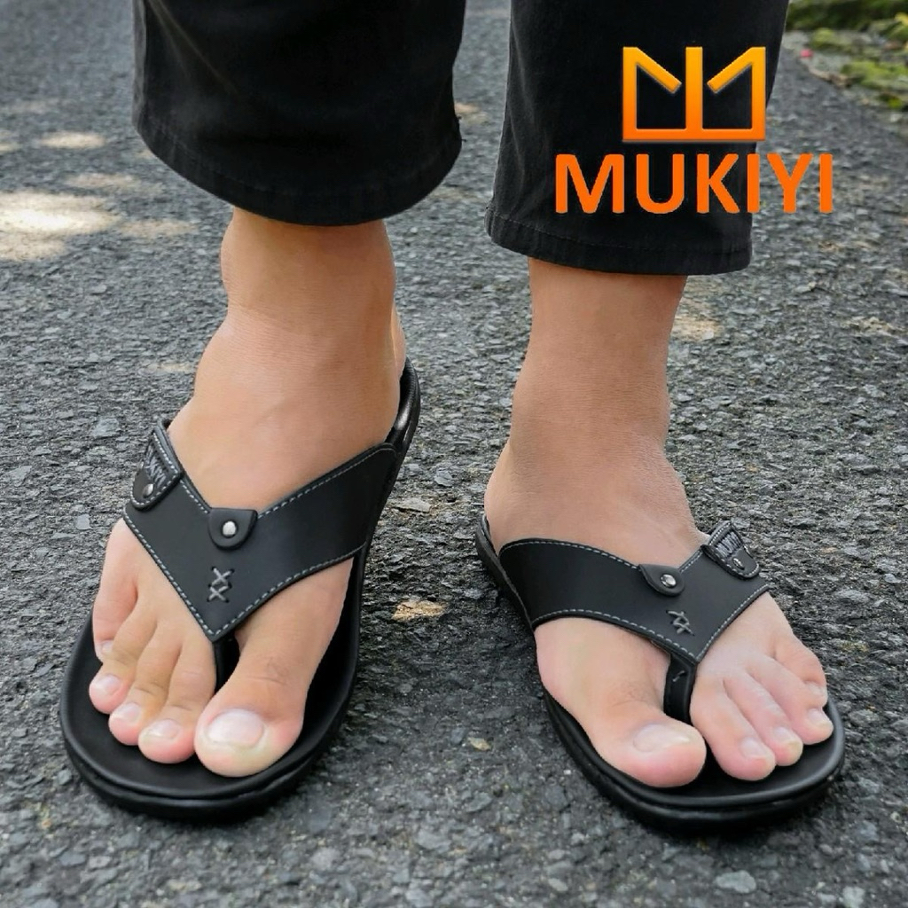 Sandal Kulit Japit MK-24 Pria Terbaru kekinian Sendal Cowok Laki Laki untuk Santai Kondangan