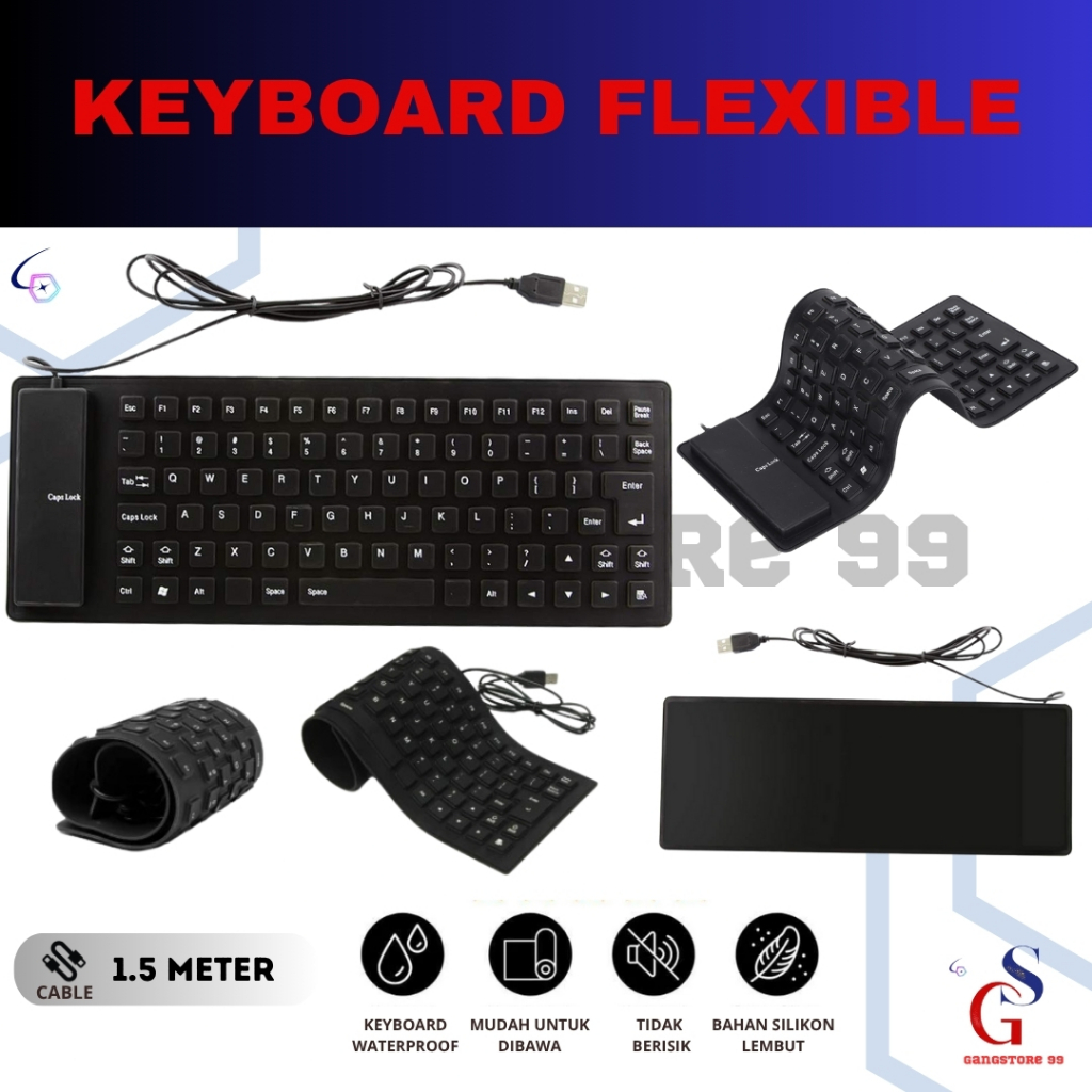 KEYBOARD FLEXIBEL USB KEYBOARD FLEXIBLE ANTI AIR BAHAN KARET Keyboard Flexible USB External Anti Air