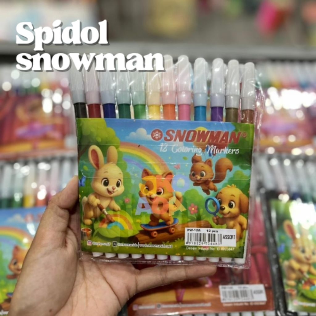 Spidol Snowman 12 Warna – Spidol Gambar & Mewarnai Anak / Coloring Marker Set – Warna Cerah & Aman 1