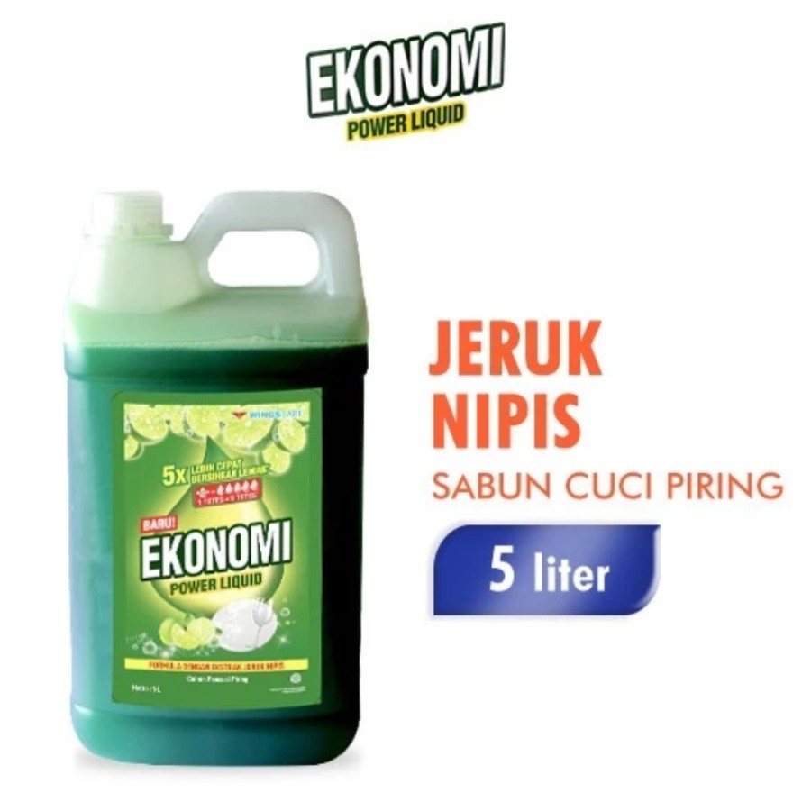 Ekonomi Sabun Cuci Piring 5L Anti Bakteri Jeruk Nipis [DIKIRIM TANPA LABEL/STICKER]