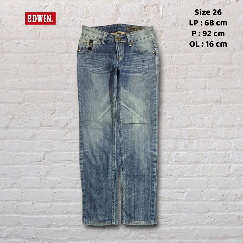 Size 26 Celana Panjang Jeans Edwin Something Blue Washed Fading Skinny fit Original Second Preloved 
