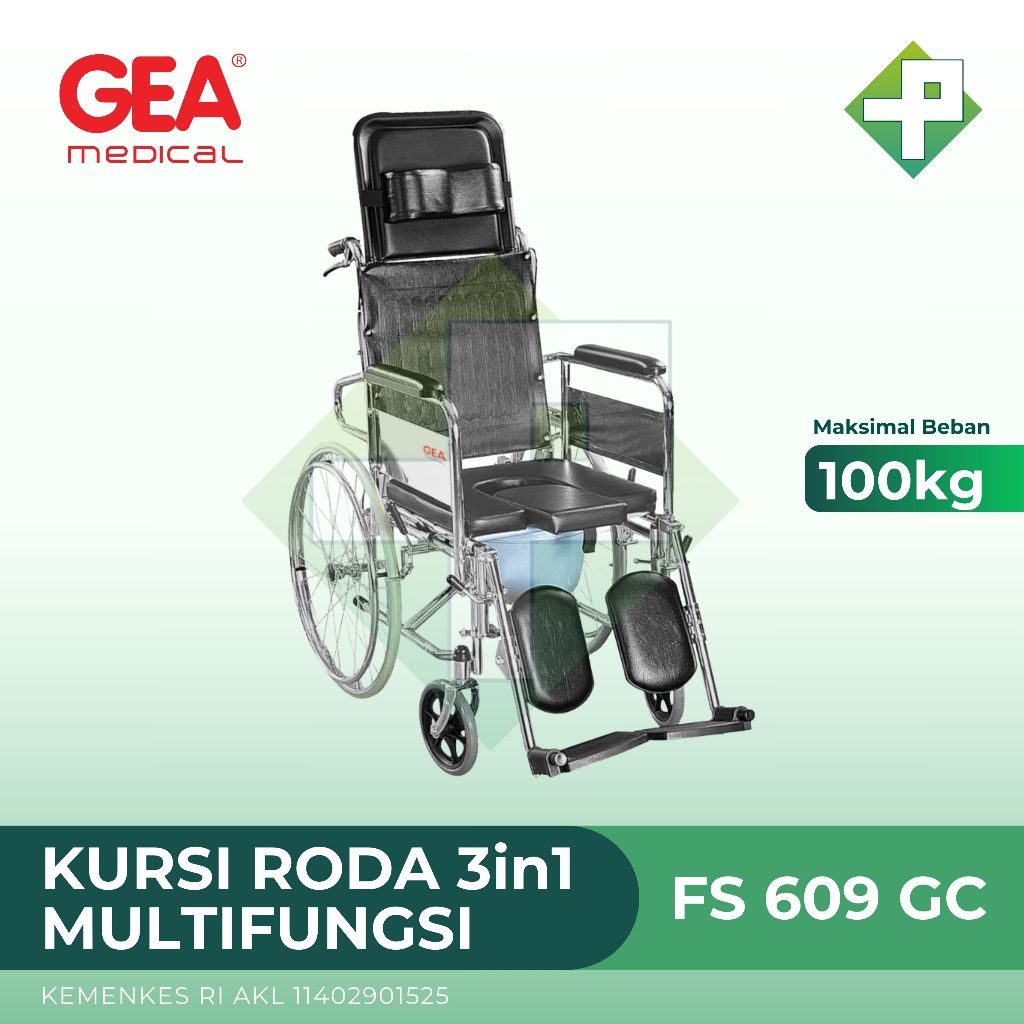 Kursi Roda 3 in 1 GEA FS 609 GC / GEA Wheelchair Reclining FS 609 GC
