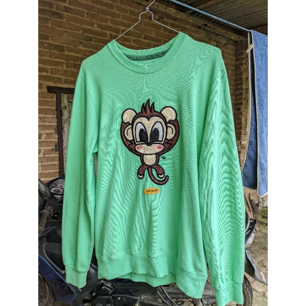 Crewneck Pancoat Unisex Monkey Bordir