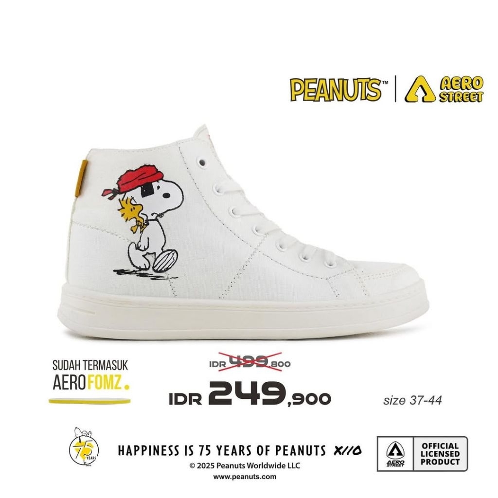 Aerostreet X Snoopy High Cut 37-44 Natural Natural Natural - Sepatu Sneakers Casual