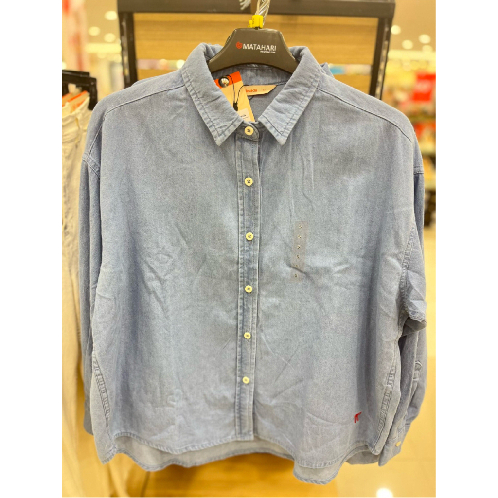 Kemeja Denim Wanita Nevada Oversize (Size S–XL)