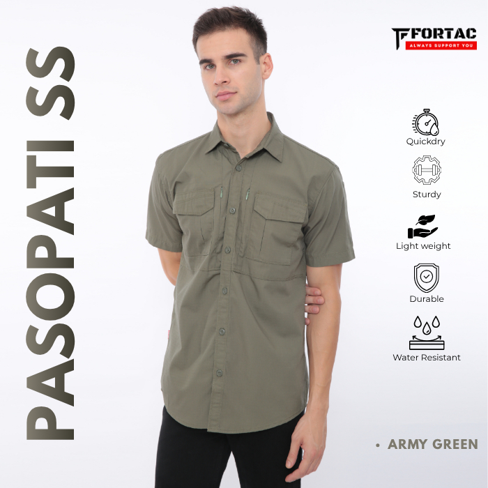 Kemeja Tactical Pasopati SS Shirt | Fortac Indonesia untuk Pria Formal dan Non-Formal - Baju Kantong