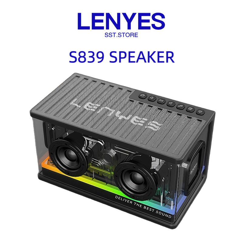 Lenyes S839 Bluetooth Speaker 80W Wireless with RGB LED Lights and TWS Support