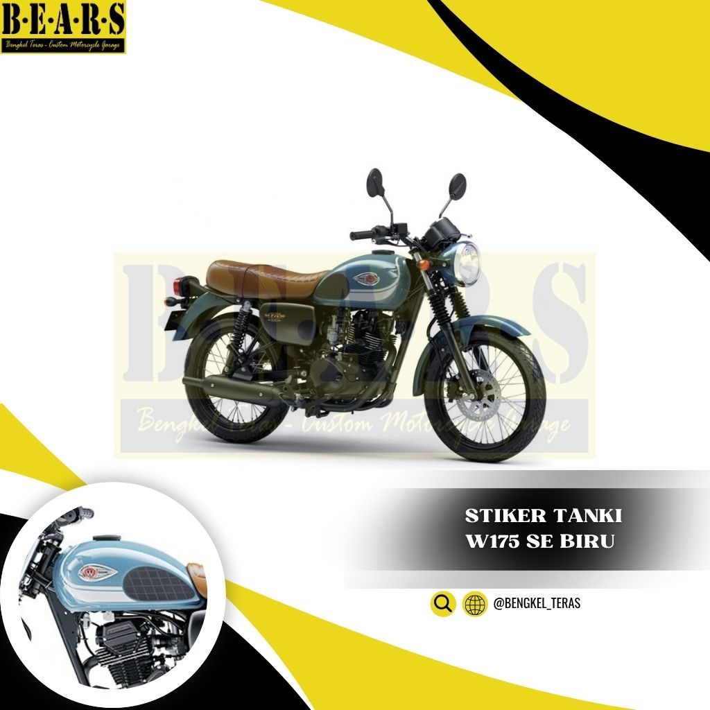 Pattern Fuel Tank Kawasaki W175 Stormcloud Blue Stiker Tangki W175 Biru