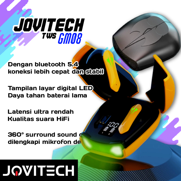 Jovitech GM08 Bluetooth Earphone Wireless Headset Bluetooth 5.4 Earbuds HiFi Stereo Handsfree bumble