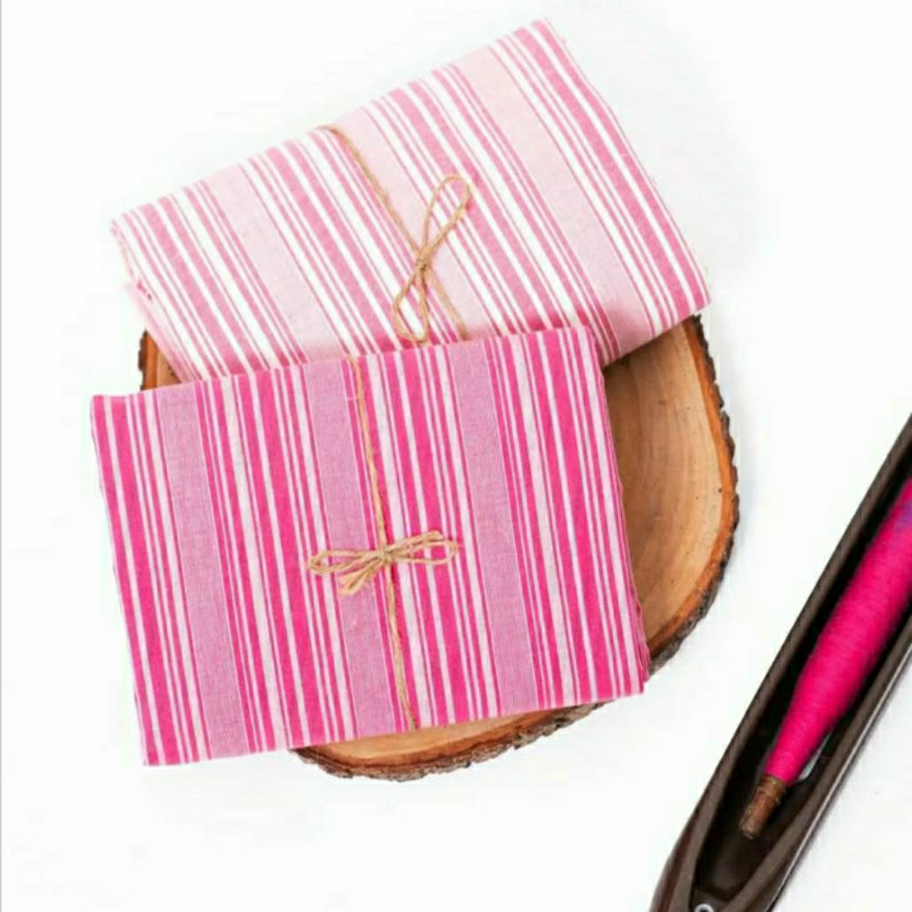 Kain Lurik Pink Putih Soft Series / Batik Lurik Tenun Pink Putih Cerah
