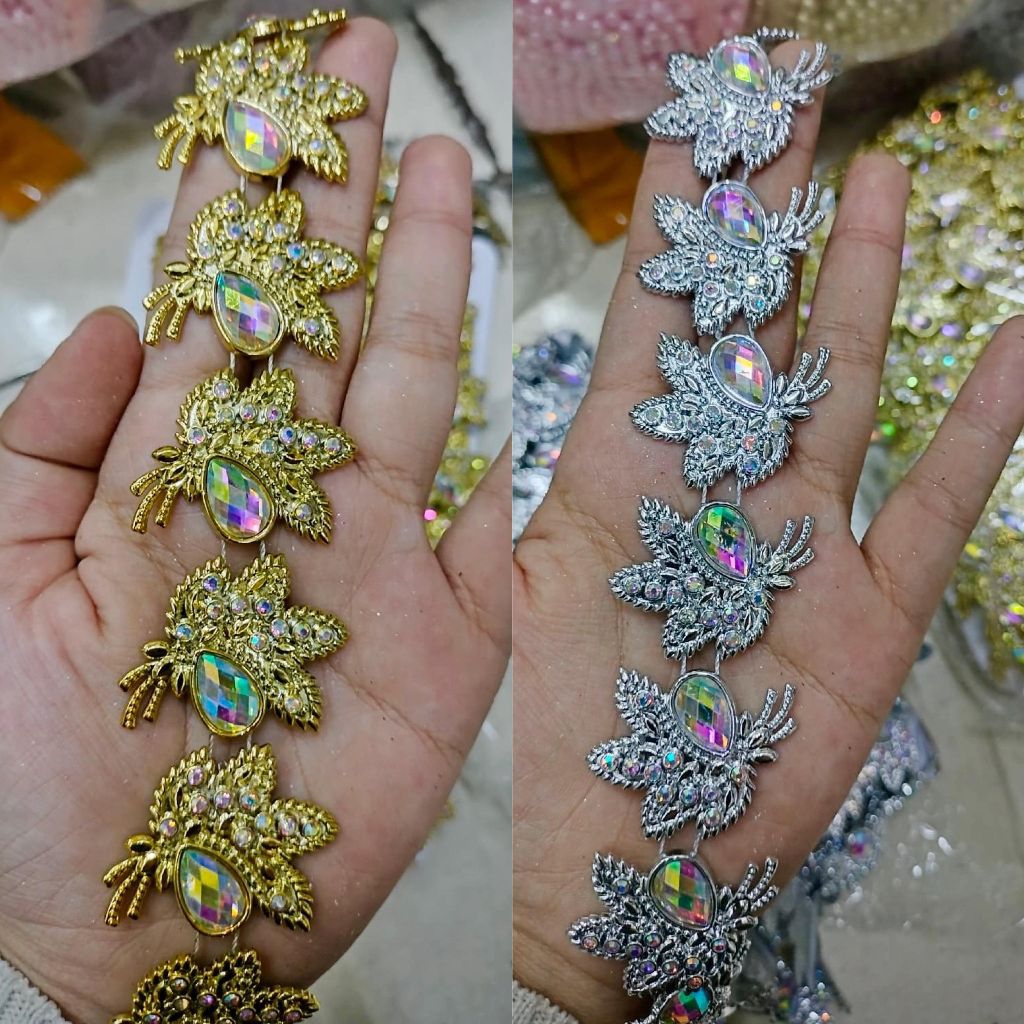 PER ROL Manik Unik Payet Rangkai Meteran Aksesoris Jahit