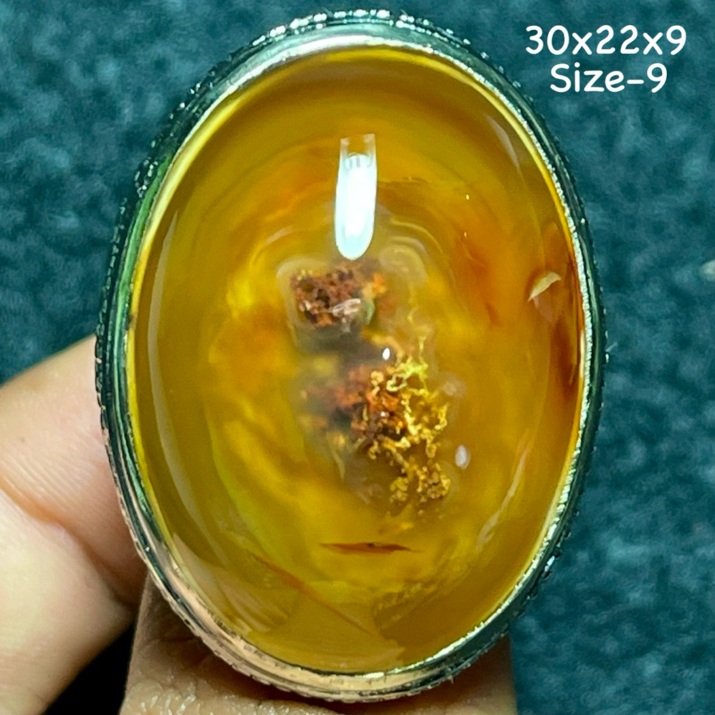 Cincin Batu Akik Natural Baturaja Teh (Asli Alam)