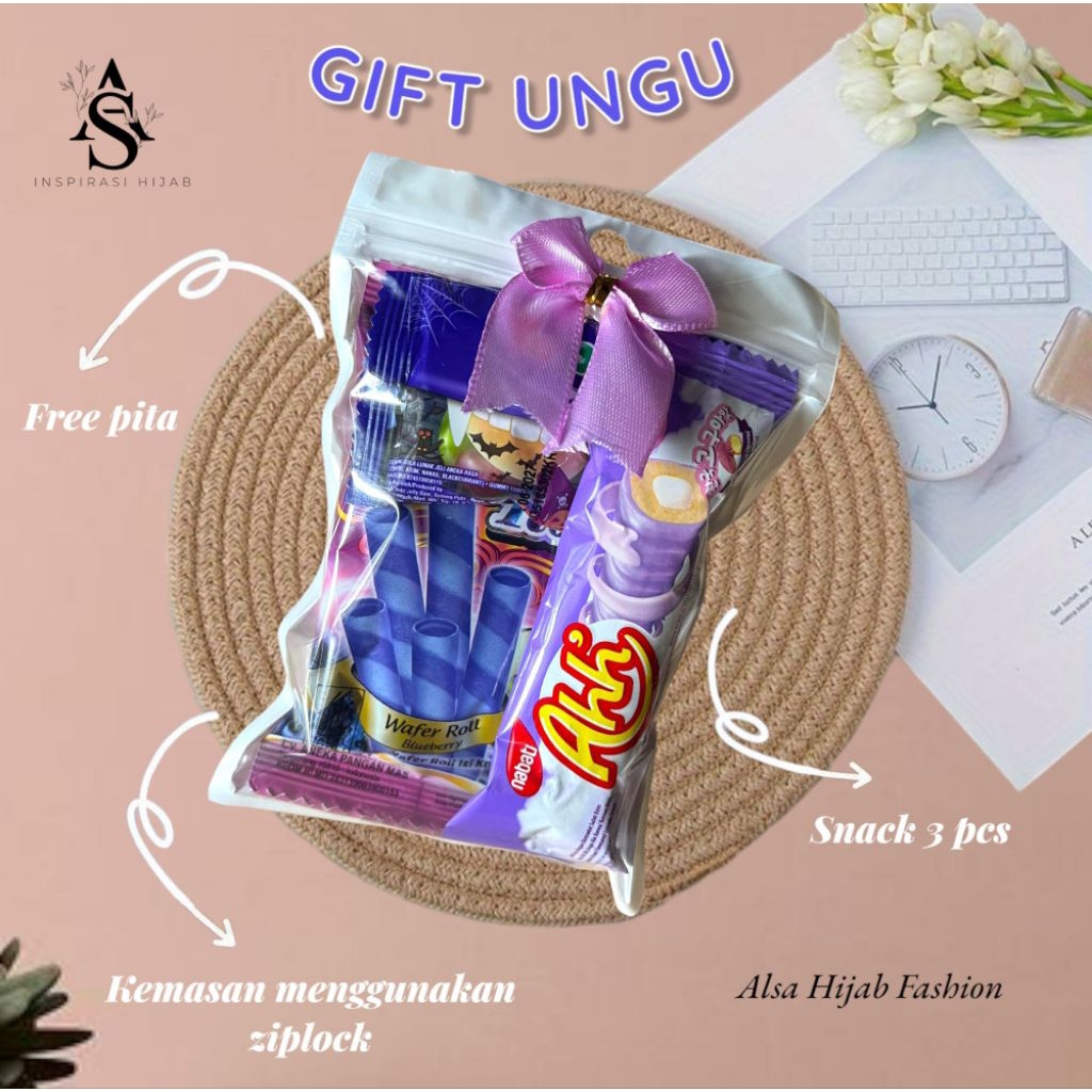 MINI GIFT SNACK UNGU / PAKET JAJAN KECIL / MINI HAMPERS