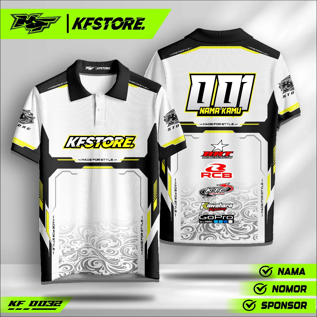 Kaos Jersey Custom Nama – Baju Racing Drag Bike Trail Supermoto | Desain Bebas