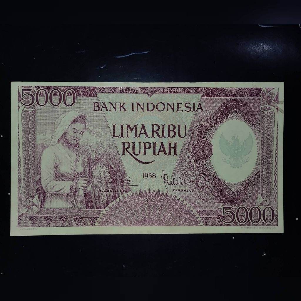 uang kuno 5000 rupiah pekerja violet