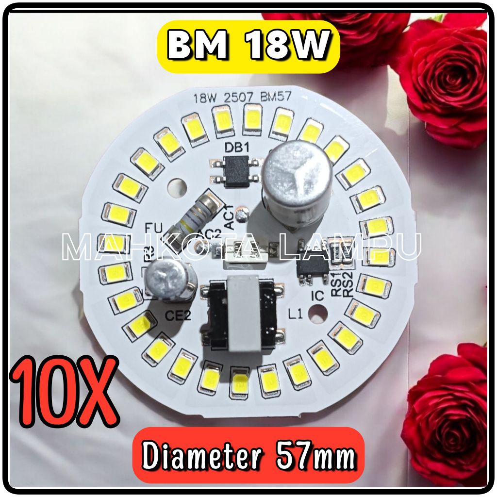 ( 10X ) PCB LAMPU LED 18W BM PUTIH D-57MM