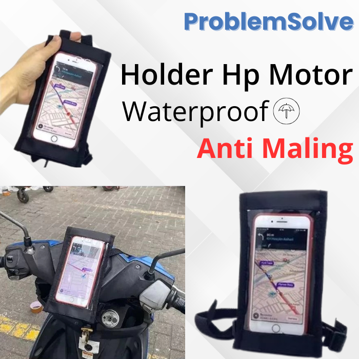 Holder Motor Tas Handphone Waterproof Di Stang Sarung Pelindung Ponsel Untuk Ojol Aman Anti Air Hold