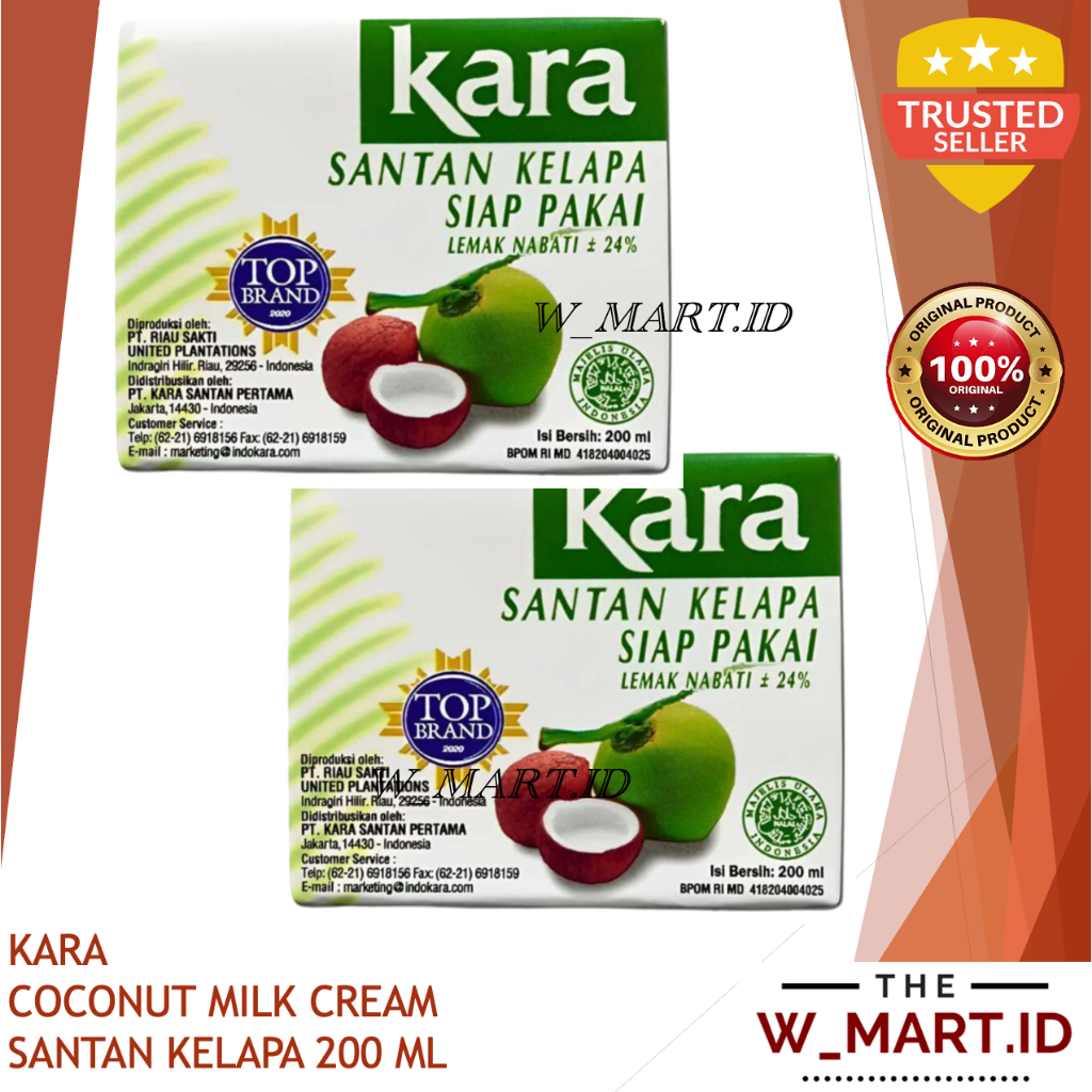 KARA SANTAN KELAPA SIAP PAKAI COCONUT MILK CREAM 200 ML