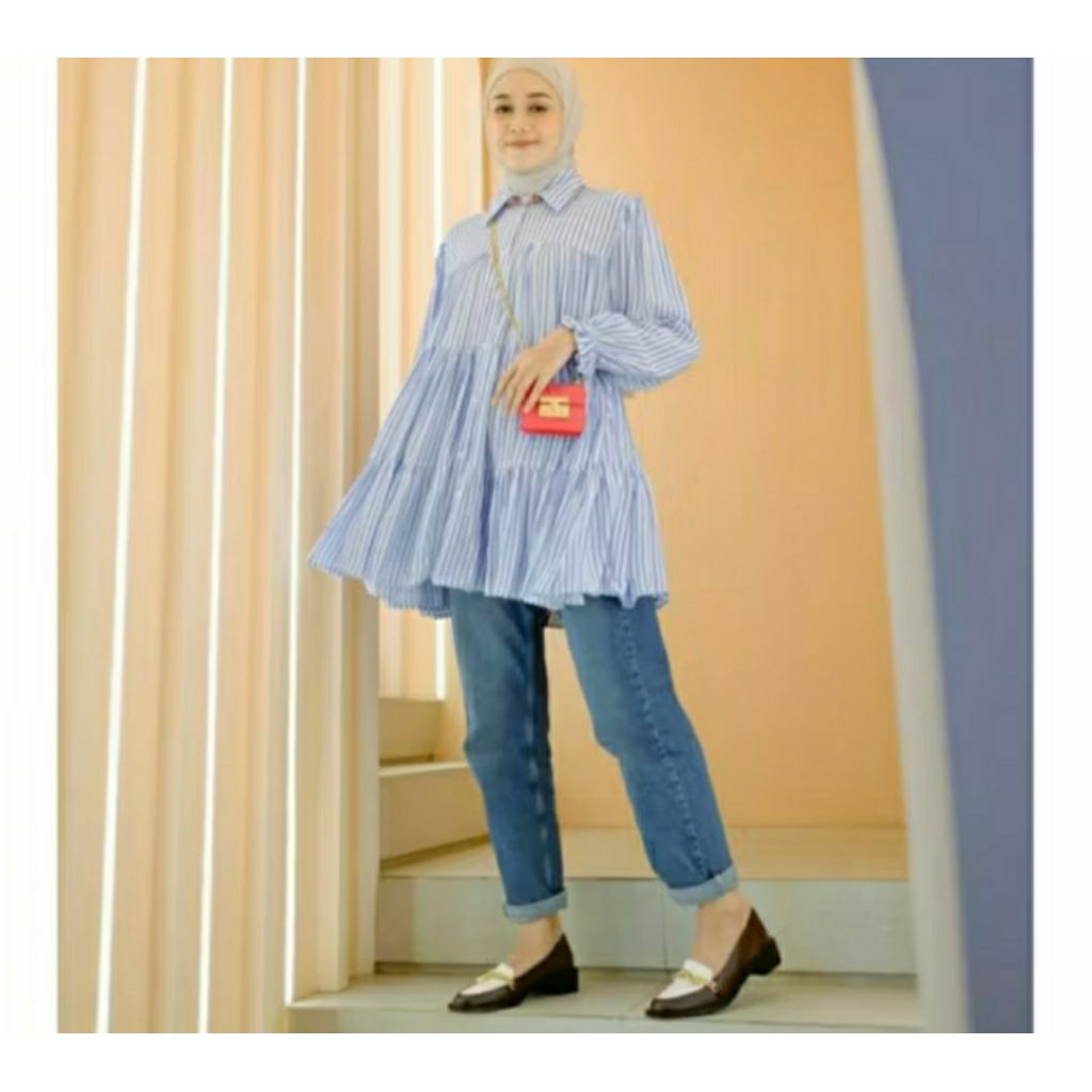 preloved azkia stripe/Preloved Haidee Orlin/Preloved Tunik/Haidee&Orlin/HaideeOrlin/Preloved Midi dr