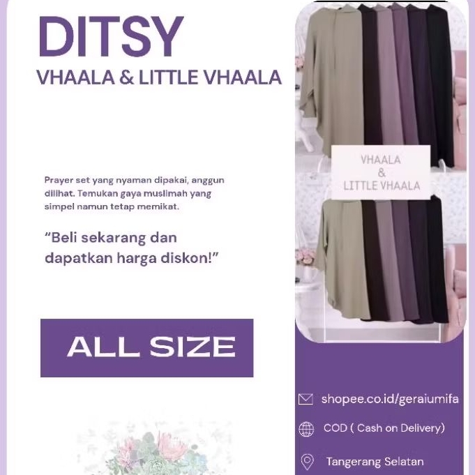 Vhaala Little Vhaala Mazen By Sultan Anti UV Ditsy Moslem Ditsy Official Khimar Tali