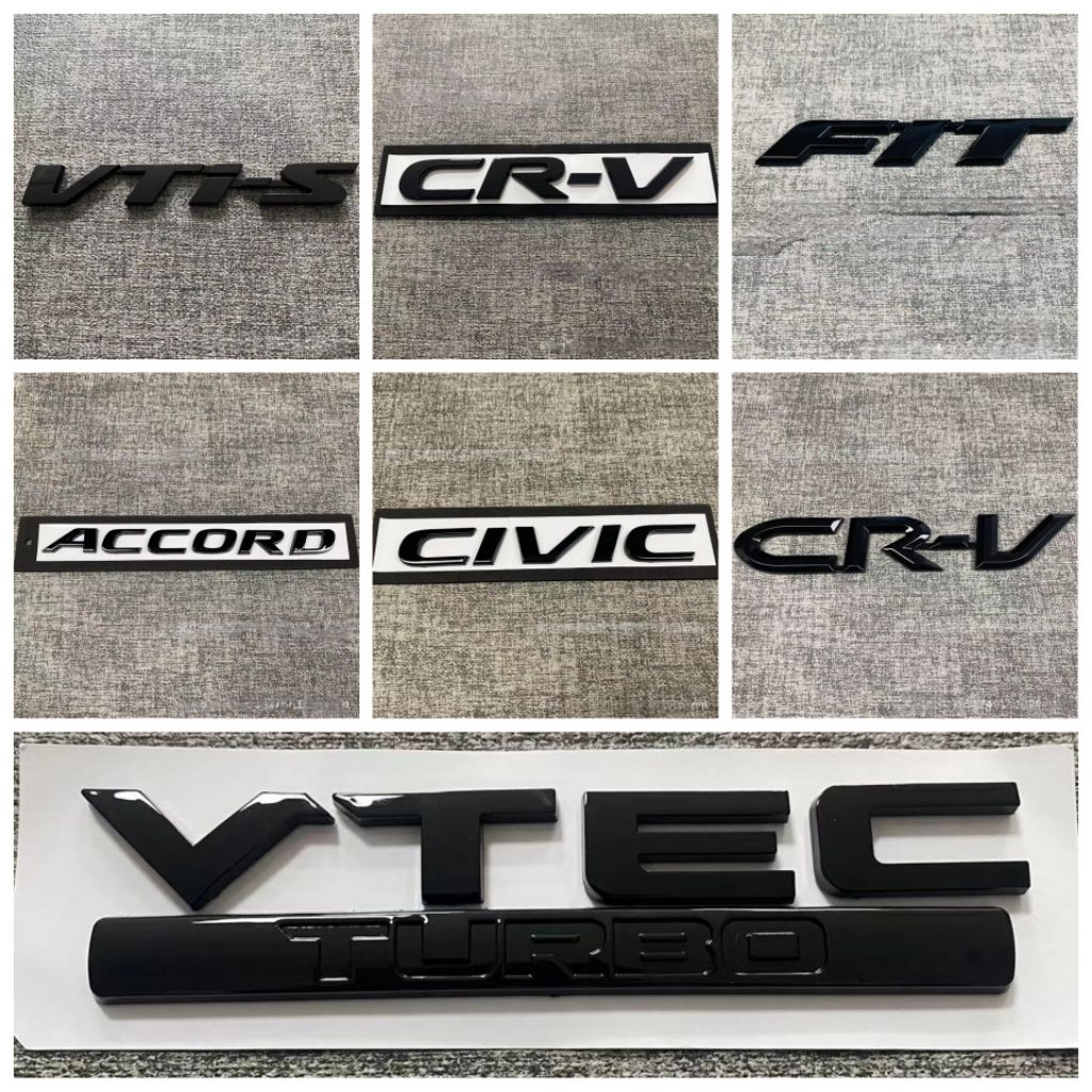 Emblem Honda Black Glossy Black Piano CRV Vtec Turbo Accord Civic Fit VTIS VTI-S